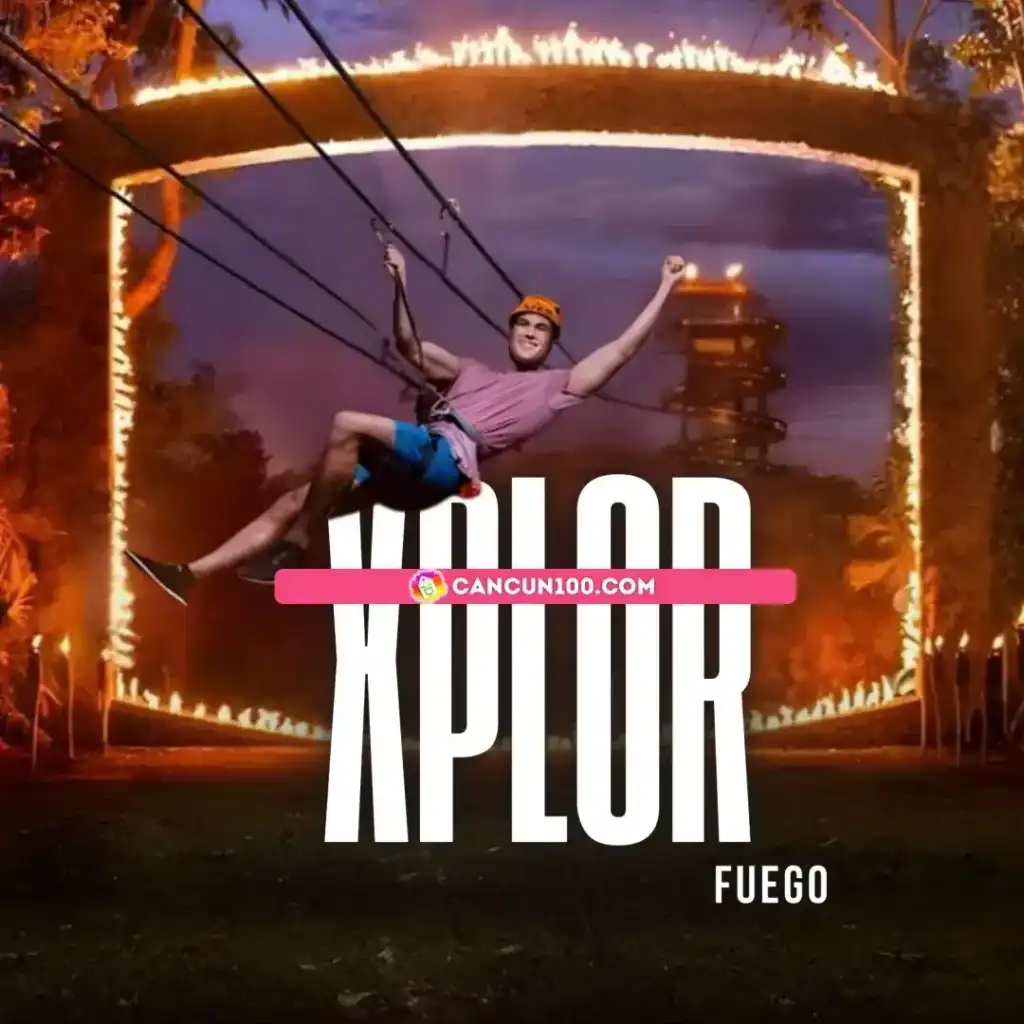Xplor Fuego com transporte: tirolesas à noite