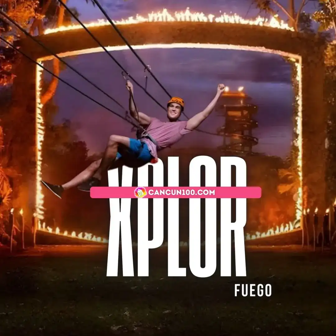Xplor Fuego com transporte: tirolesas à noite